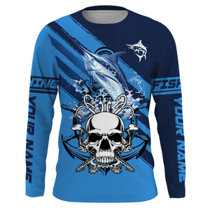 Personalized Marlin Fish reaper Anchor Saltwater blue sea UV Long Sleeve Performance Fishing Shirts NQS3813