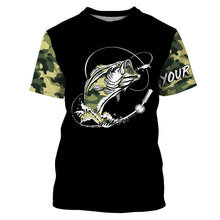 Load image into Gallery viewer, Bass Fishing tattoo green camo Custom Long Sleeve performance Fishing Shirts, personalized Bass Fishing jerseys NQS2408