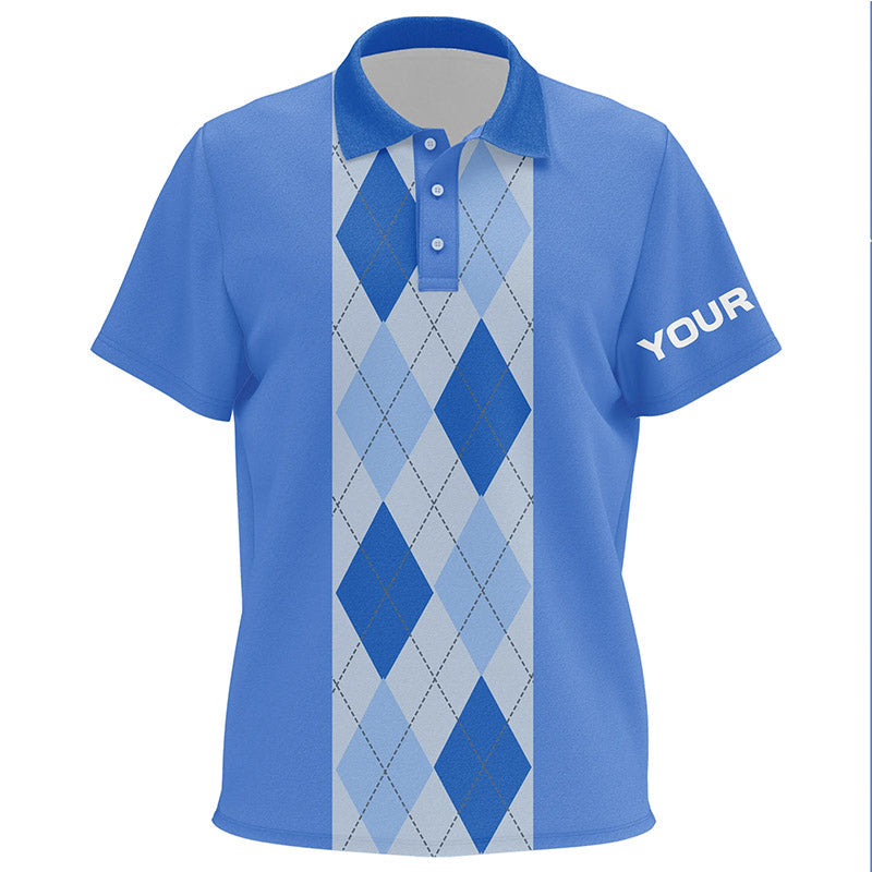 Blue argyle plaid pattern Kid golf polo shirts custom polos shirt for Kids, golfing gifts NQS7190