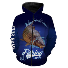 Load image into Gallery viewer, Fishing Makes Me Happy Carp Fishing 3D All Over printed Customized Name Shirts For Adult And Kid NQS316