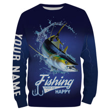 Load image into Gallery viewer, Fishing Makes Me Happy Tuna Fishing 3D All Over printed Customized Name Shirts For Adult And Kid NQS322