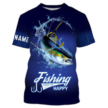 Load image into Gallery viewer, Fishing Makes Me Happy Tuna Fishing 3D All Over printed Customized Name Shirts For Adult And Kid NQS322