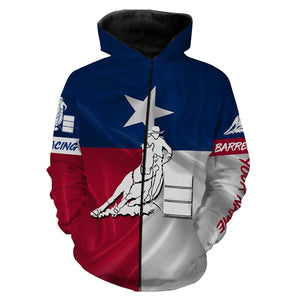 Texas barrel racing Texas flag patriotic Custom Name equestrian clothing, gift for horse lovers NQS3259