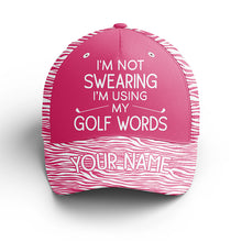 Load image into Gallery viewer, Funny Golfer hat custom name I&#39;m not swearing I&#39;m using my golf words, pink zebra ladies golf hats NQS5330