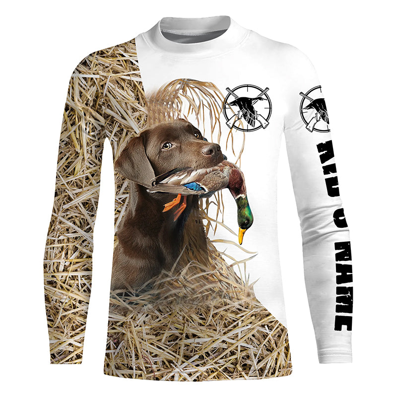 Duck Hunting with Chocolate Labrador Retriever Dog Custom Camo