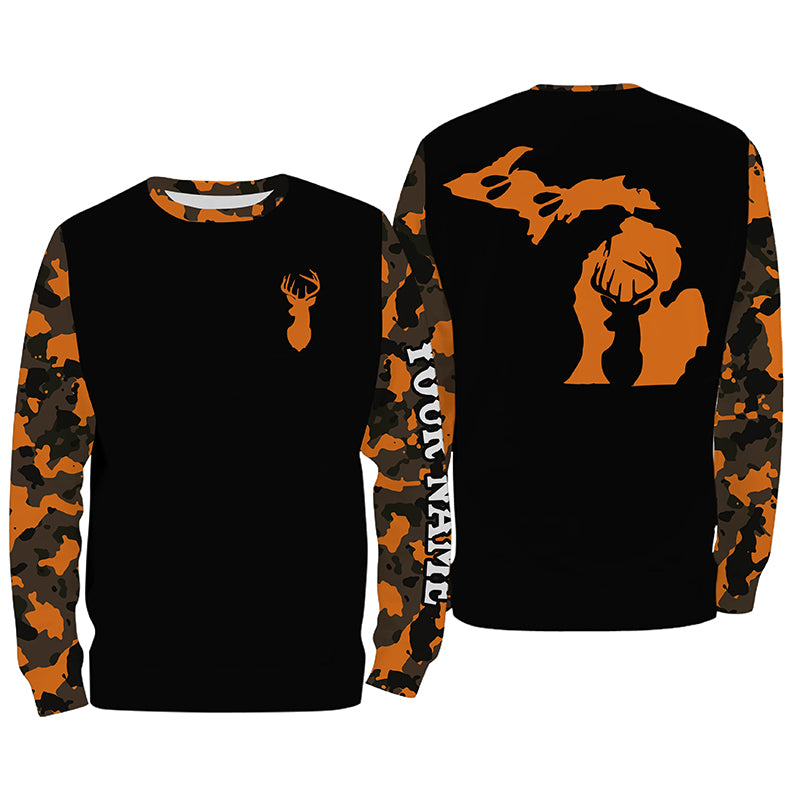 Michigan deer hunting orange Camo Customize Name 3D All Over Printed Shirts Personalized Hunting gift NQS3989