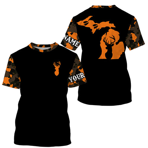 Michigan deer hunting orange Camo Customize Name 3D All Over Printed Shirts Personalized Hunting gift NQS3989