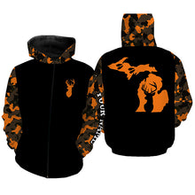 Load image into Gallery viewer, Michigan deer hunting orange Camo Customize Name 3D All Over Printed Shirts Personalized Hunting gift NQS3989