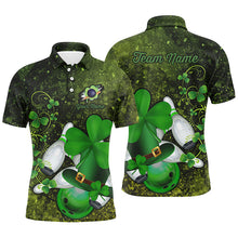 Load image into Gallery viewer, Green grunge shamrock Mens polo bowling shirts Custom St Patrick Day team league bowling jerseys NQS7196