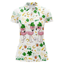 Load image into Gallery viewer, Womens golf polos shirt custom st patrick&#39;s day pattern golf clothes flamingo golf polos NQS7201