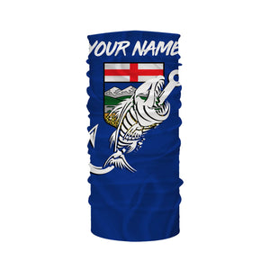 Customized Alberta long sleeve fishing shirts Alberta Flag Fish hook skull performance fishing shirts NQS3517