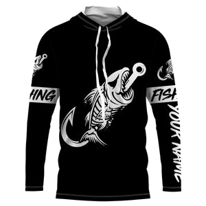 Customized black Fish hook skull reaper sun protection performance long sleeve fishing shirts NQS3518