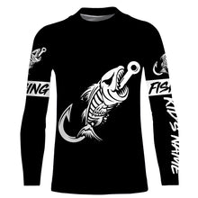 Load image into Gallery viewer, Customized black Fish hook skull reaper sun protection performance long sleeve fishing shirts NQS3518