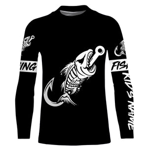 Customized black Fish hook skull reaper sun protection performance long sleeve fishing shirts NQS3518