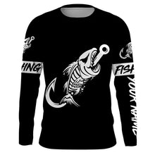 Load image into Gallery viewer, Customized black Fish hook skull reaper sun protection performance long sleeve fishing shirts NQS3518