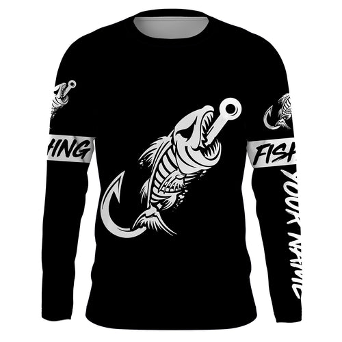 Customized black Fish hook skull reaper sun protection performance long sleeve fishing shirts NQS3518