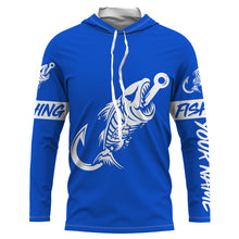 Load image into Gallery viewer, Customized Blue Fish hook skull reaper sun protection performance long sleeve fishing shirts NQS3520