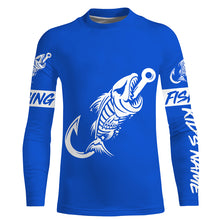 Load image into Gallery viewer, Customized Blue Fish hook skull reaper sun protection performance long sleeve fishing shirts NQS3520