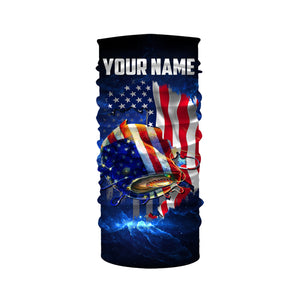 Catfish Fishing American flag patriotic galaxy performance fishing shirts UV protection quick dry Customize name long sleeves UPF 30+ NQS898