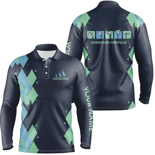 Mens golf polos shirts custom blue argyle plaid golf shirts mens diversified portfolio golf clubs NQS6466