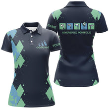 Load image into Gallery viewer, Womens golf polos shirts custom blue plaid argyle golf shirts women diversified portfolio golf clubs NQS6466