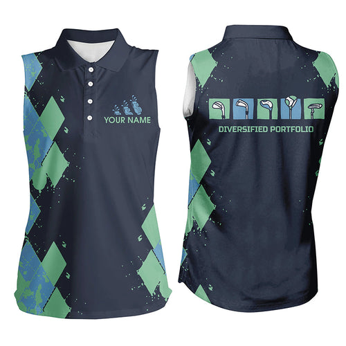 Womens sleeveless polo shirt custom blue argyle golf shirts ladies diversified portfolio golf clubs NQS6466