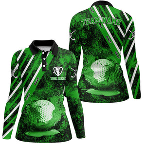 Womens golf polo shirts custom green camo golf sport team jerseys, golf outfits for women NQS6711