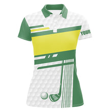 Load image into Gallery viewer, Womens golf polos shirts custom white, green and yellow golf clubs golf tops for ladies NQS7204