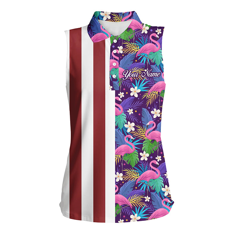 Women sleeveless polo shirt American flag patriotic custom floral flamingo golf shirts for women NQS5066