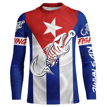 Load image into Gallery viewer, Cuba Fishing Custom Flag Fish hook skull Custom sun protection fishing shirts for men, women NQS5057