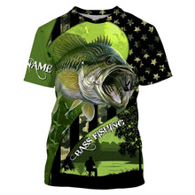 Load image into Gallery viewer, Largemouth Bass Fishing American Flag Customize Name 3D All Over printed Shirts, Gift For Father&#39;s Day, Fisherman NQS330