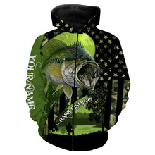 Load image into Gallery viewer, Largemouth Bass Fishing American Flag Customize Name 3D All Over printed Shirts, Gift For Father&#39;s Day, Fisherman NQS330