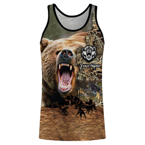 Bear Hunting Camo Customize Name 3D All Over Printed Shirts Personalized Hunting gift For Adult And Kid NQS639