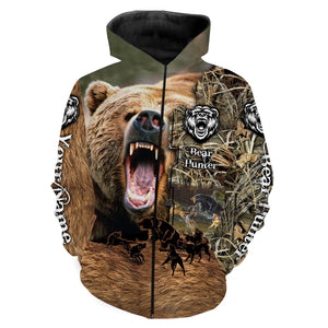 Bear Hunting Camo Customize Name 3D All Over Printed Shirts Personalized Hunting gift For Adult And Kid NQS639