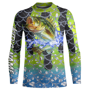 Largemouth Bass Fishing scales customize name performance UV protection long sleeves fishing shirt NQS643