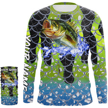 Load image into Gallery viewer, Largemouth Bass Fishing scales customize name performance UV protection long sleeves fishing shirt NQS643