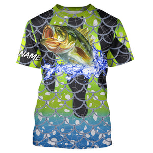 Largemouth Bass Fishing scales customize name performance UV protection long sleeves fishing shirt NQS643