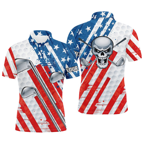 American flag golf skull patriotic golf clubs Men polo shirts custom team golf polo shirt NQS3677