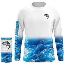 Load image into Gallery viewer, Tuna fishing blue sea wave water camo Custom Name performance long sleeve fishing shirts uv protection NQS3679