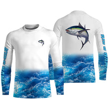 Load image into Gallery viewer, Tuna fishing blue sea wave water camo Custom Name performance long sleeve fishing shirts uv protection NQS3679