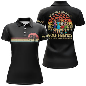 Black Womens golf polo shirt custom we're more than just golf friends we're like a really small gang NQS3830