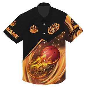 Hawaiian bowling shirts custom name flame bowling shirt, personalized bowling team shirts NQS4453