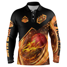 Load image into Gallery viewer, Men&#39;s bowling shirt custom name flame bowling shirt, personalized bowling team shirts bowling jerseys NQS4453