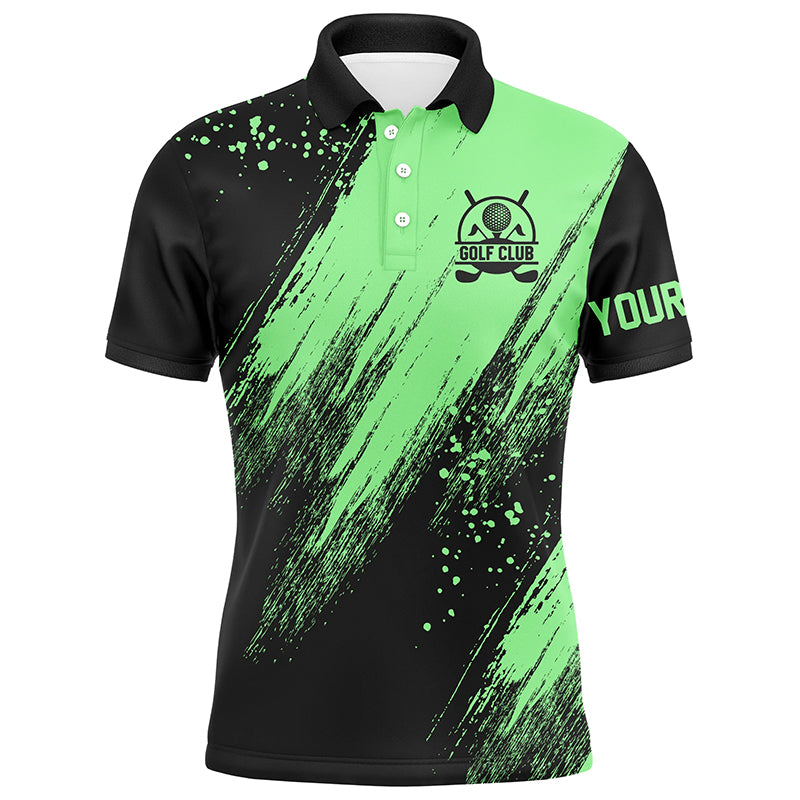 Black and green Mens golf polo shirts custom golfing gifts, best mens golf tops NQS7088