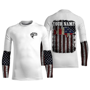 Bass Fishing Shirts vintage American flag Custom Name UV Protection Shirts NQS3011