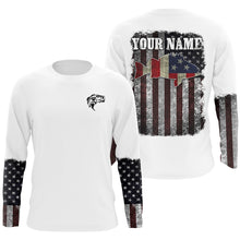 Load image into Gallery viewer, Bass Fishing Shirts vintage American flag Custom Name UV Protection Shirts NQS3011