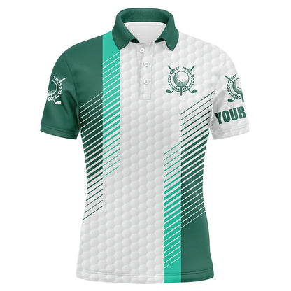 Green and white golf shirt custom name Mens golf polo shirts, mens green golf polo, golfer gifts NQS5076