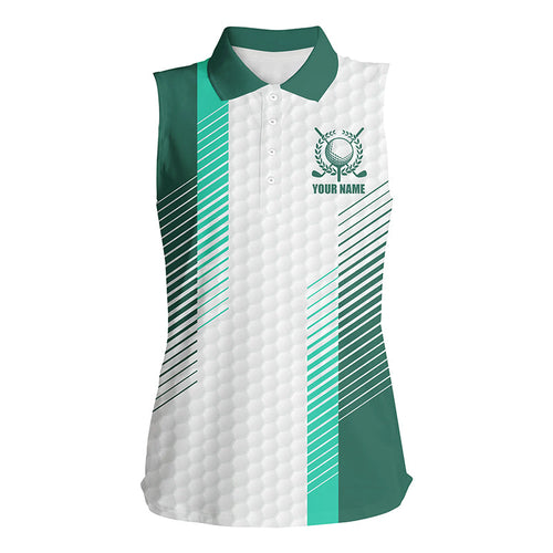 Green and white golf shirt custom name Women sleeveless polo shirt, sleeveless golf shirts for ladies NQS5076