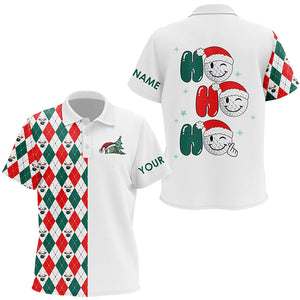 Christmas golf ball Ho Ho Ho Kid golf polo shirts custom red, white, green argyle pattern golf gift NQS6725