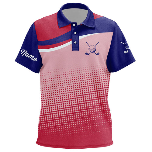 Kid golf polo shirts custom red and blue sport pattern golfing gifts, golf tops for children NQS7092